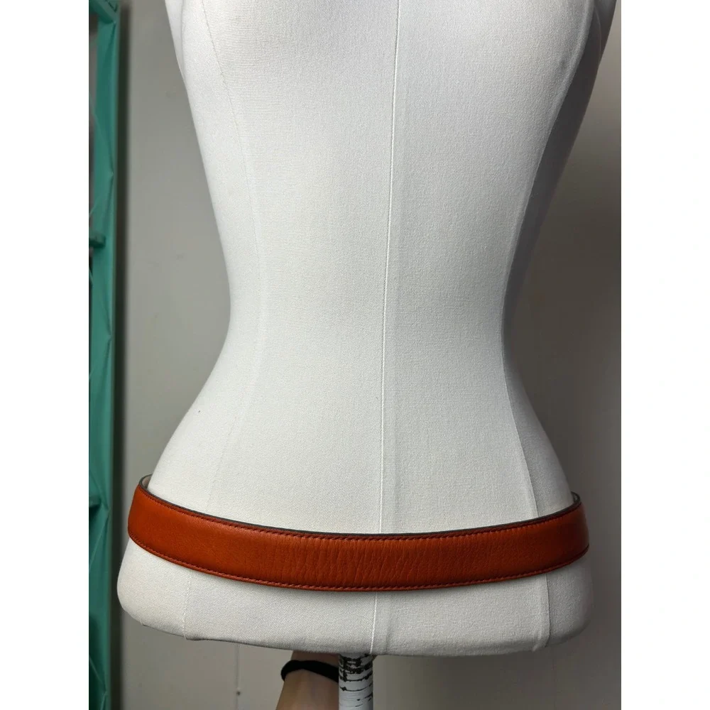 Mens Barneys New York Orange Brown Leather Belt Dress Belt Bundle Size 40 Causal